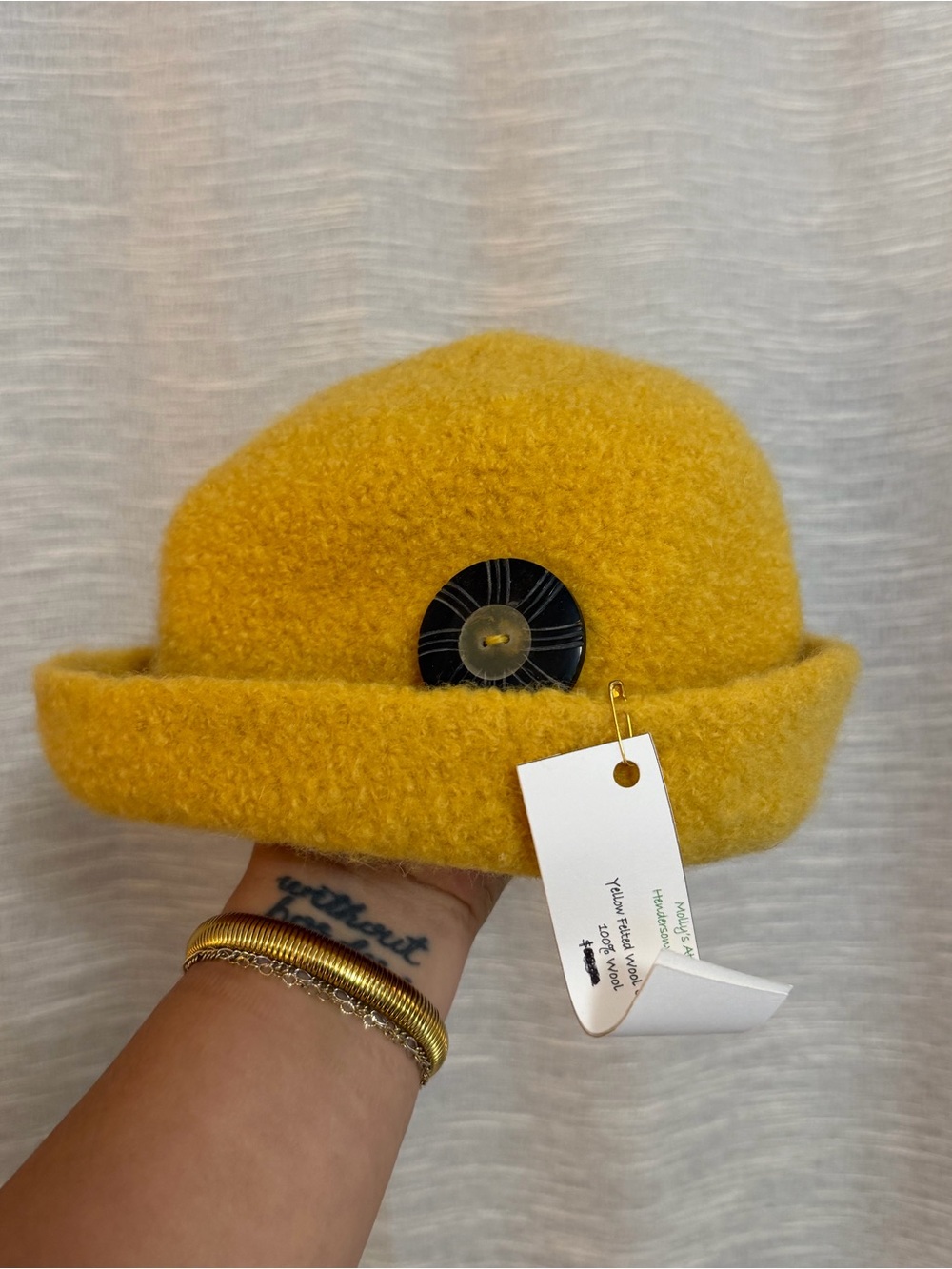Handmade 100% Wool Mustard Hat